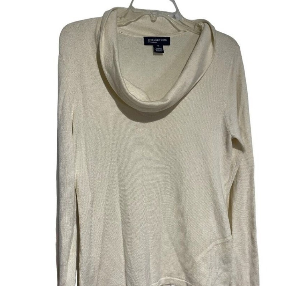 Jones New York Signature Womens Cream Wool Blend‎ Cowl Neck Sweater Size M